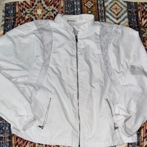 Forever 21 White Bomber Jacket with Mesh Panels